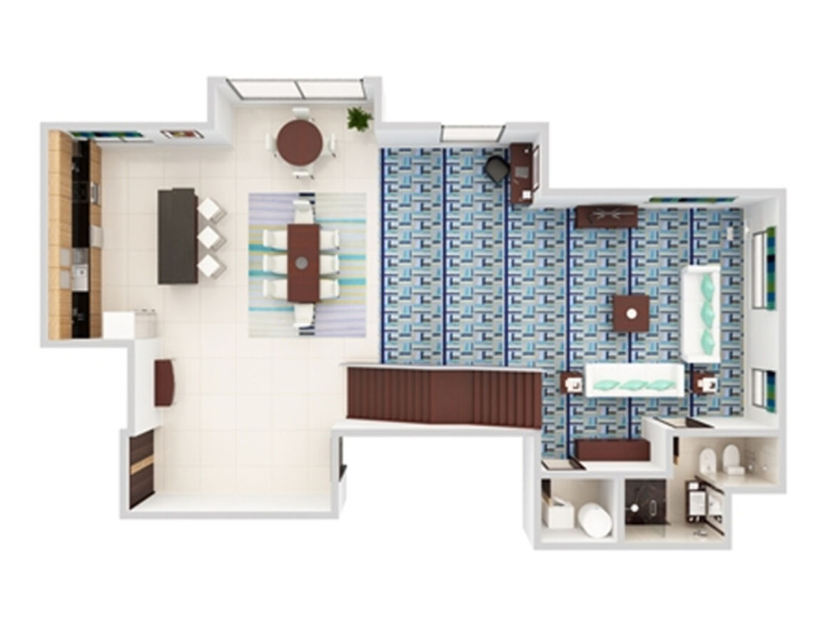 Bedroom Loft Apartment mit Meerblick - Grundriss