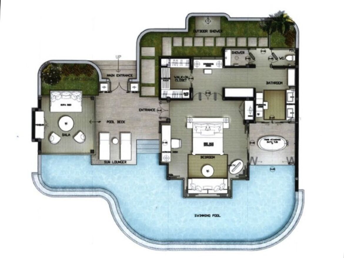 Ocean Pool Villa mit 1 Schlafzimmer - Grundriss