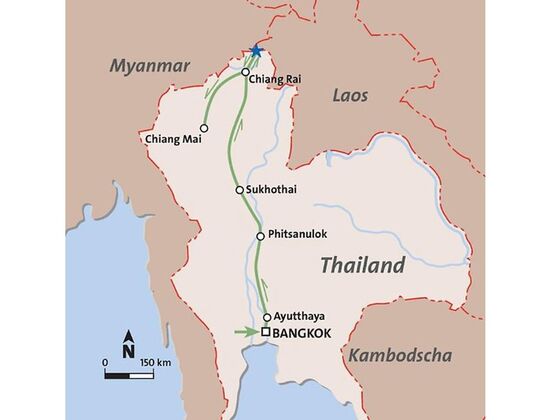 Höhepunkte Thailands karte