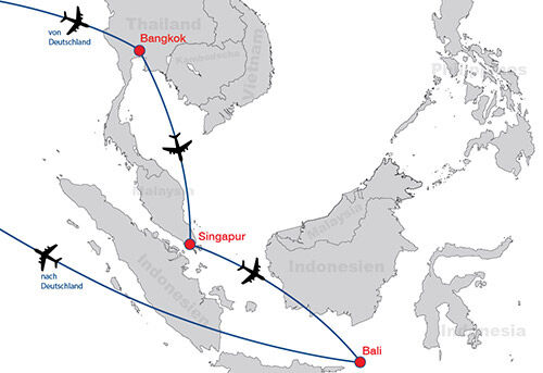 Bangkok Singapur Bali map