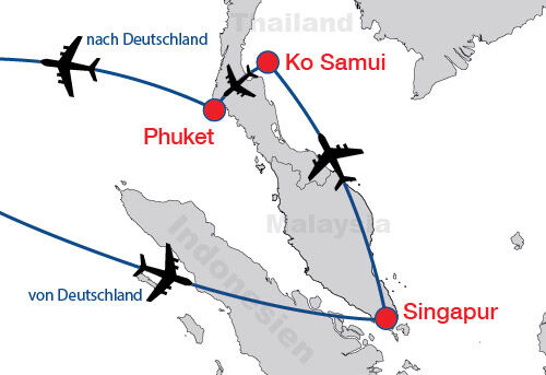 Singapur KoSamui Phuket map