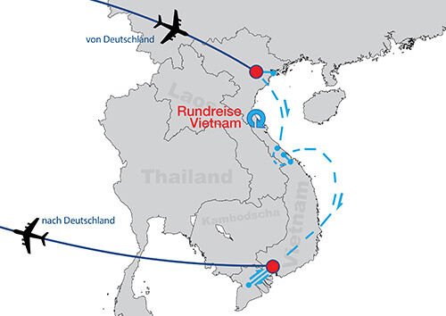 Vietnam rundreise Hanoi bis saigon map