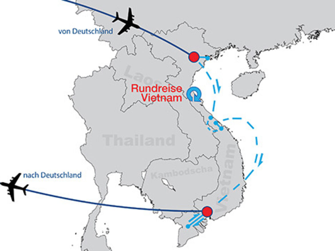 Vietnam rundreise Hanoi bis saigon map